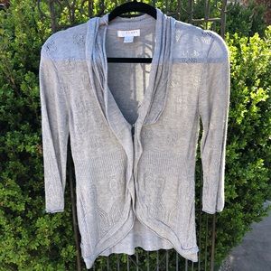 Kenar light grey cardigan ruffled collar sweater Size S